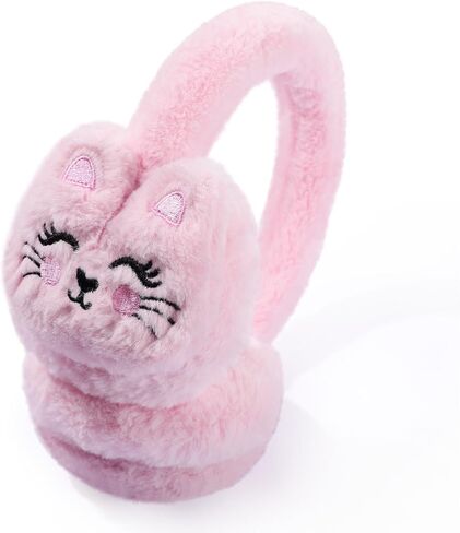 Kids Cat Earmuffs Cute Animal Ear Muffs Winter Outdoor Ear Covers Plush Ear Warmer for Boys Girls Age 7-14 in Saudi Arabia