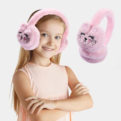 Kids Cat Earmuffs Cute Animal Ear Muffs Winter Outdoor Ear Covers Plush Ear Warmer for Boys Girls Age 7-14 in Saudi Arabia