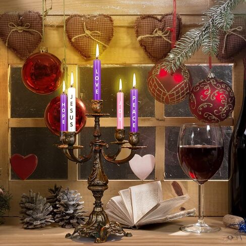 5 Pieces Advent Candles Christmas Advent Candles with Words Hope Peace Love Joy Christmas Advent Seasonal Celebration Candles for Holiday Decoration (5 Inch) in Saudi Arabia