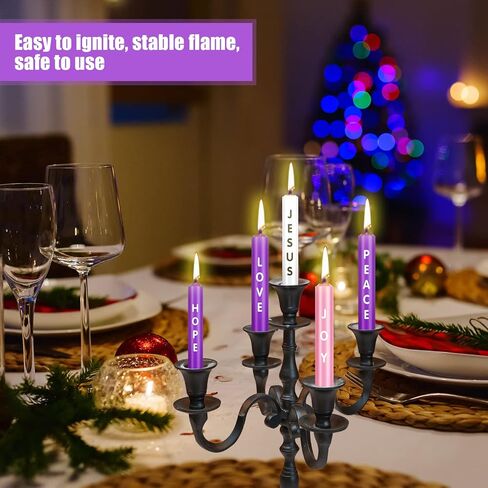 5 Pieces Advent Candles Christmas Advent Candles with Words Hope Peace Love Joy Christmas Advent Seasonal Celebration Candles for Holiday Decoration (5 Inch) in Saudi Arabia