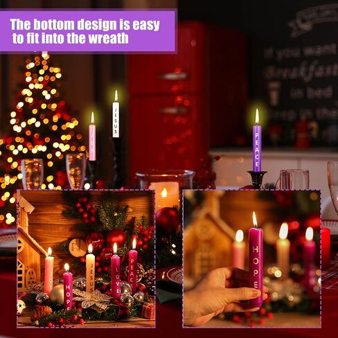 5 Pieces Advent Candles Christmas Advent Candles with Words Hope Peace Love Joy Christmas Advent Seasonal Celebration Candles for Holiday Decoration (5 Inch) in Saudi Arabia