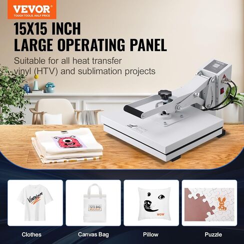 VEVOR Heat Press 16x24، 1700W Power Heat Press Machine، تسخين سريع، آلة ضغط حراري عالية الضغط للقميص، طابعة التسامي الصناعية الرقمية لفينيل نقل الحرارة، سهلة الاستخدام، أسود in Saudi Arabia
