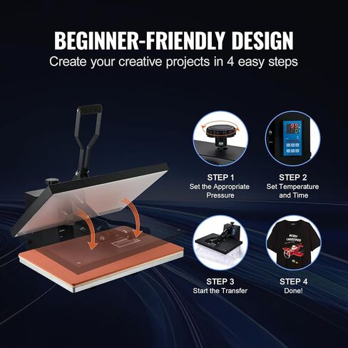 VEVOR Heat Press 16x24، 1700W Power Heat Press Machine، تسخين سريع، آلة ضغط حراري عالية الضغط للقميص، طابعة التسامي الصناعية الرقمية لفينيل نقل الحرارة، سهلة الاستخدام، أسود in Saudi Arabia