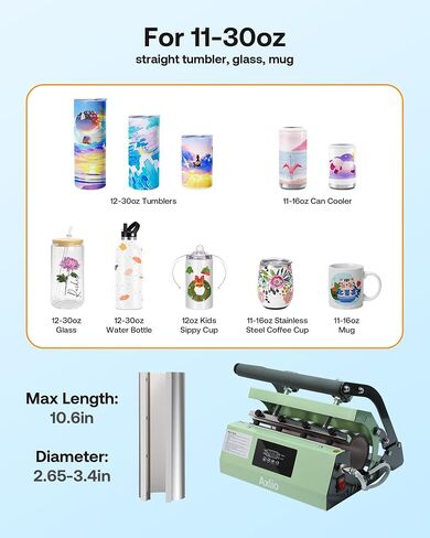 Tumbler Heat Press Machine for 20oz 30oz 16oz Sublimation Blank Skinny Tumbler - Heat Press for Sublimation Mug Projects for 11-16oz Coffee Mug Cup-Gray in Saudi Arabia