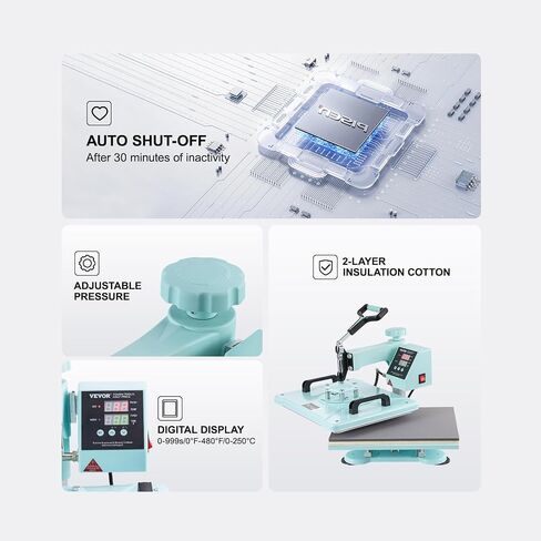 VEVOR 15x15 Heat Press & Hat Heat Press 2 in 1 Machine, Digital Temp&Timer Control, Heat Up Fast & Even - Cap & Shirt Press Combo Machine for Most Hats, T Shirt, Cap, Pillow, Bag, Pad, Hoodie in Saudi Arabia