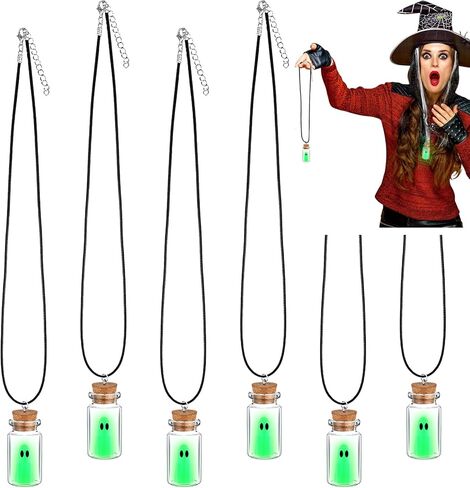 Kigeli 6 Pcs Halloween Ghost Necklace Ghost in a Bottle Pendant the Adopt a Ghost Glow in Dark Necklace Gift for Women Men in Saudi Arabia