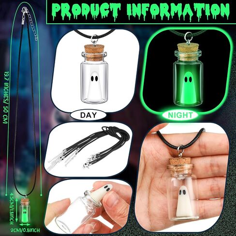 Kigeli 6 Pcs Halloween Ghost Necklace Ghost in a Bottle Pendant the Adopt a Ghost Glow in Dark Necklace Gift for Women Men in Saudi Arabia
