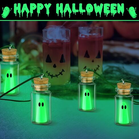 Kigeli 6 Pcs Halloween Ghost Necklace Ghost in a Bottle Pendant the Adopt a Ghost Glow in Dark Necklace Gift for Women Men in Saudi Arabia