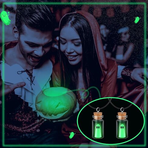 Kigeli 6 Pcs Halloween Ghost Necklace Ghost in a Bottle Pendant the Adopt a Ghost Glow in Dark Necklace Gift for Women Men in Saudi Arabia