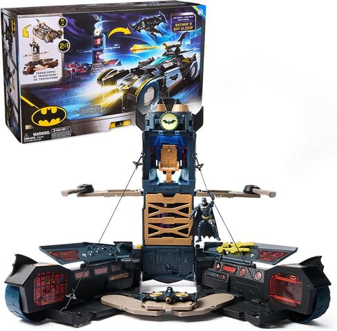 DC Comics Batman, Ultimate Transforming Batmobile Playset, 2-in-1 Playset with Exclusive Figure and Glider, Lights, Sounds, Kids Toys for Boys and Girls 4+ in Saudi Arabia