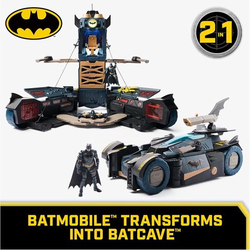 DC Comics Batman, Ultimate Transforming Batmobile Playset, 2-in-1 Playset with Exclusive Figure and Glider, Lights, Sounds, Kids Toys for Boys and Girls 4+ in Saudi Arabia