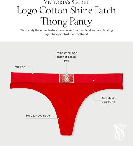 Victoria's Secret Fashion Show '24 Women's Logo Cotton Shine Patch Thong Panty (XS-L) in Saudi Arabia