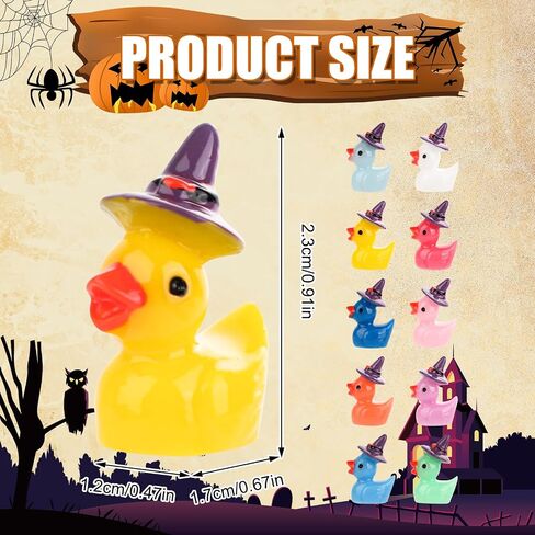 100pcs Mini Resin Ducks Bulk, Miniature Halloween Ducks Small Witch Hat Resin Duck Figurine Tiny Resin Ducks for Crafts School Halloween Decoration (2 Style) in Saudi Arabia