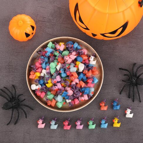 100pcs Mini Resin Ducks Bulk, Miniature Halloween Ducks Small Witch Hat Resin Duck Figurine Tiny Resin Ducks for Crafts School Halloween Decoration (2 Style) in Saudi Arabia