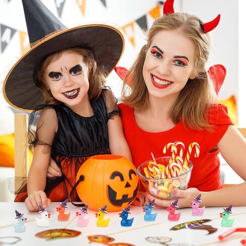 100pcs Mini Resin Ducks Bulk, Miniature Halloween Ducks Small Witch Hat Resin Duck Figurine Tiny Resin Ducks for Crafts School Halloween Decoration (2 Style) in Saudi Arabia