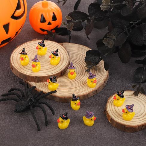100pcs Mini Resin Ducks Bulk, Miniature Halloween Ducks Small Witch Hat Resin Duck Figurine Tiny Resin Ducks for Crafts School Halloween Decoration (2 Style) in Saudi Arabia