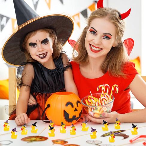 100pcs Mini Resin Ducks Bulk, Miniature Halloween Ducks Small Witch Hat Resin Duck Figurine Tiny Resin Ducks for Crafts School Halloween Decoration (2 Style) in Saudi Arabia