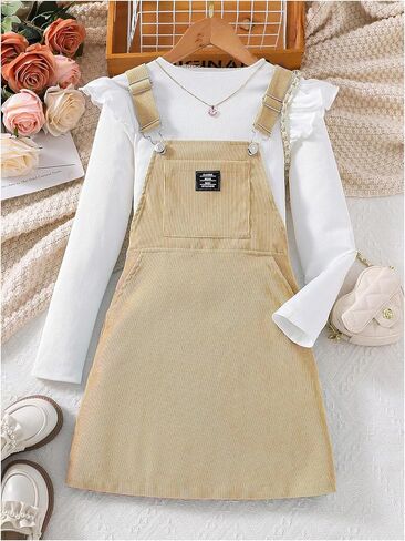 Milumia Girl Corduroy Crisscross Overall Dress with Pocket in Kuwait
