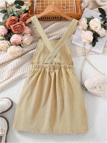 Milumia Girl Corduroy Crisscross Overall Dress with Pocket in Kuwait