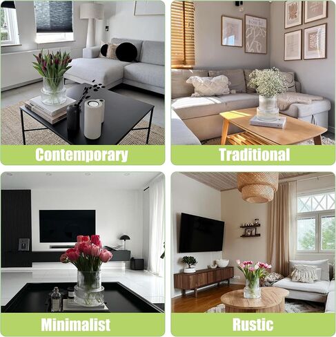 Ribbed Glass Vase, Fluted Flower Vase, Modern Clear Ripple Vase with Big Capacity for Living Room Dining Room Bedroom Entry Office Holliday Decoration Centerpieces in Saudi Arabia