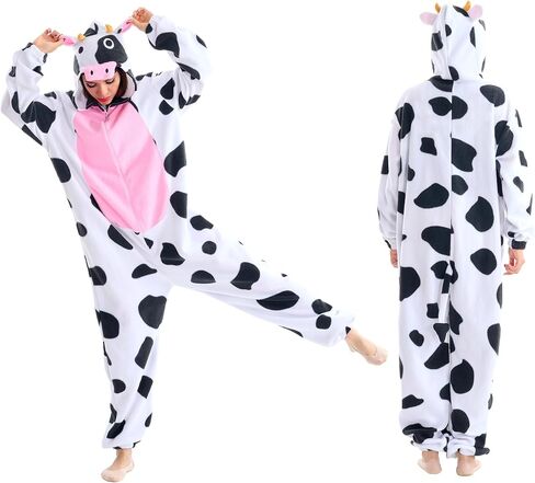 familus Cheetah Cow Costume Adult Women Men Halloween Costumes Unisex Animal Cow Leopard Jaguar Onesie Costumes Pajamas in Saudi Arabia