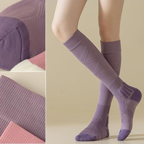 CHUNFO Womens 15-20mmhg Gradient Compression Socks Calf Running Stockings Hiking Gym Support Sock Cushioned Size5-9 in Kuwait