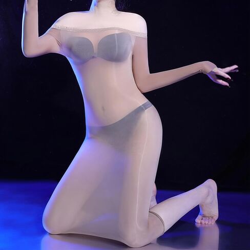 Women's Sexy Bodystocking Lingerie Long Dress Shiny Lace Round Neck Sheer Dress Lace Teddy Dress in Saudi Arabia