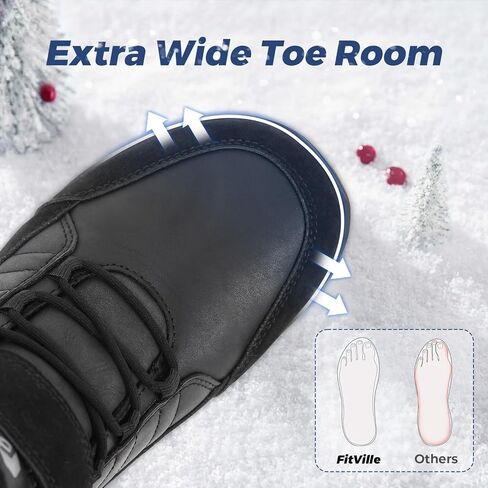 FitVille Wide Width Mens Winter Boots Fur Lined Mens Extra Wide Snow Boots Lightweight Non Slip Hiking Boots Outdoor Mens Diabetic Shoes for Flat Feet in Kuwait