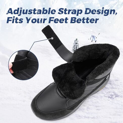 FitVille Wide Width Mens Winter Boots Fur Lined Mens Extra Wide Snow Boots Lightweight Non Slip Hiking Boots Outdoor Mens Diabetic Shoes for Flat Feet in Kuwait