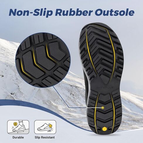 FitVille Wide Width Mens Winter Boots Fur Lined Mens Extra Wide Snow Boots Lightweight Non Slip Hiking Boots Outdoor Mens Diabetic Shoes for Flat Feet in Kuwait