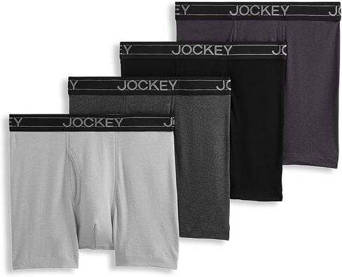 Jockey Men's Underwear Lightweight Cotton Blend 5" Boxer Brief - 4 Pack in Saudi Arabia