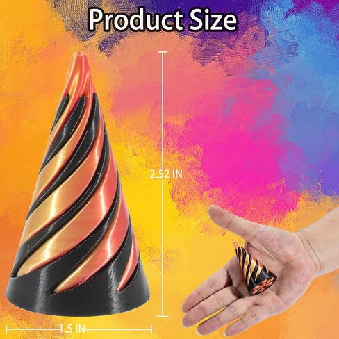 2024 Impossible Cone, 3D Printed Spiral Fidget Toys Spiral Cone Fidget Toy Impossible Pyramid Passthrough Sculpture, Mini Cones Pass Through Pyramid Fidget Toy Mini Stress Relief Desk Toy (Black) in Saudi Arabia