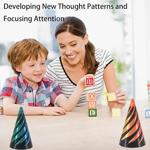2024 Impossible Cone, 3D Printed Spiral Fidget Toys Spiral Cone Fidget Toy Impossible Pyramid Passthrough Sculpture, Mini Cones Pass Through Pyramid Fidget Toy Mini Stress Relief Desk Toy (Black) in Saudi Arabia