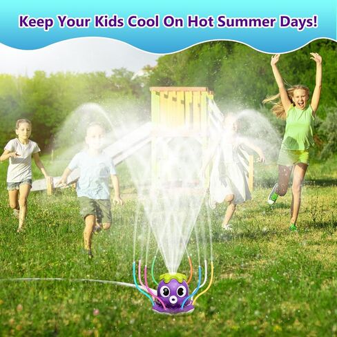 MoKo Water Spray Sprinkler for Kids-Cute Sprinkler with 8 Wiggle Tubes and 2 Hose Clamps Outdoor Sprinklers Summer Octopuses Toys for Garden Backyard Lawn Splashing Fun Toys for Boys Girls, Light Blue in Kuwait