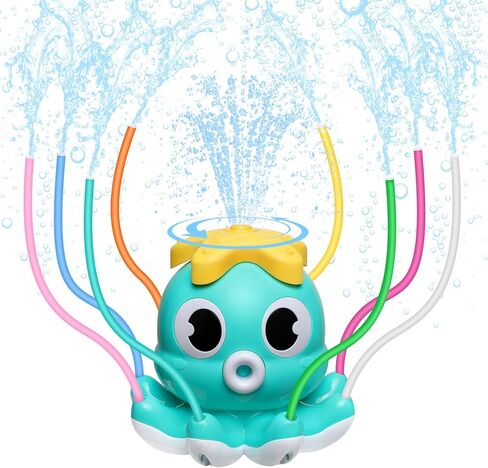 MoKo Water Spray Sprinkler for Kids-Cute Sprinkler with 8 Wiggle Tubes and 2 Hose Clamps Outdoor Sprinklers Summer Octopuses Toys for Garden Backyard Lawn Splashing Fun Toys for Boys Girls, Light Blue in Kuwait