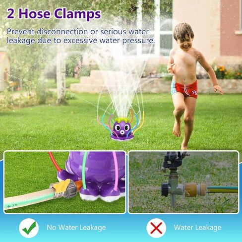 MoKo Water Spray Sprinkler for Kids-Cute Sprinkler with 8 Wiggle Tubes and 2 Hose Clamps Outdoor Sprinklers Summer Octopuses Toys for Garden Backyard Lawn Splashing Fun Toys for Boys Girls, Light Blue in Kuwait