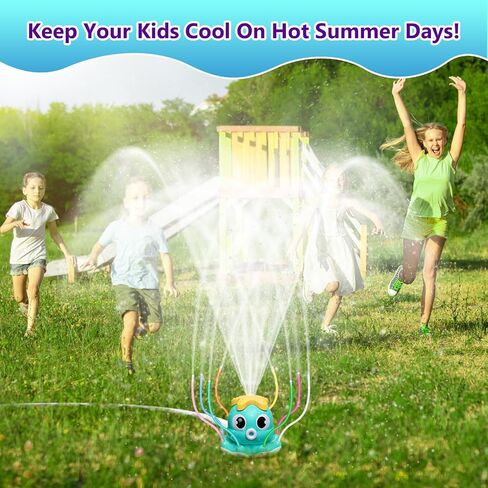 MoKo Water Spray Sprinkler for Kids-Cute Sprinkler with 8 Wiggle Tubes and 2 Hose Clamps Outdoor Sprinklers Summer Octopuses Toys for Garden Backyard Lawn Splashing Fun Toys for Boys Girls, Light Blue in Kuwait