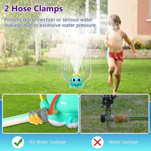 MoKo Water Spray Sprinkler for Kids-Cute Sprinkler with 8 Wiggle Tubes and 2 Hose Clamps Outdoor Sprinklers Summer Octopuses Toys for Garden Backyard Lawn Splashing Fun Toys for Boys Girls, Light Blue in Kuwait