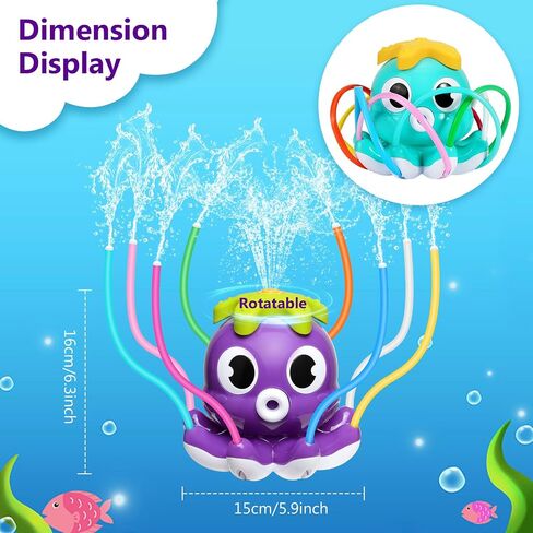 MoKo Water Spray Sprinkler for Kids-Cute Sprinkler with 8 Wiggle Tubes and 2 Hose Clamps Outdoor Sprinklers Summer Octopuses Toys for Garden Backyard Lawn Splashing Fun Toys for Boys Girls, Light Blue in Kuwait