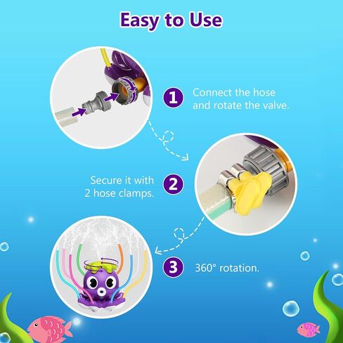 MoKo Water Spray Sprinkler for Kids-Cute Sprinkler with 8 Wiggle Tubes and 2 Hose Clamps Outdoor Sprinklers Summer Octopuses Toys for Garden Backyard Lawn Splashing Fun Toys for Boys Girls, Light Blue in Kuwait