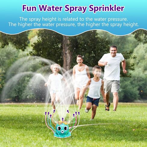MoKo Water Spray Sprinkler for Kids-Cute Sprinkler with 8 Wiggle Tubes and 2 Hose Clamps Outdoor Sprinklers Summer Octopuses Toys for Garden Backyard Lawn Splashing Fun Toys for Boys Girls, Light Blue in Kuwait