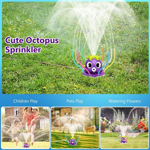 MoKo Water Spray Sprinkler for Kids-Cute Sprinkler with 8 Wiggle Tubes and 2 Hose Clamps Outdoor Sprinklers Summer Octopuses Toys for Garden Backyard Lawn Splashing Fun Toys for Boys Girls, Light Blue in Kuwait
