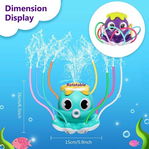 MoKo Water Spray Sprinkler for Kids-Cute Sprinkler with 8 Wiggle Tubes and 2 Hose Clamps Outdoor Sprinklers Summer Octopuses Toys for Garden Backyard Lawn Splashing Fun Toys for Boys Girls, Light Blue in Kuwait