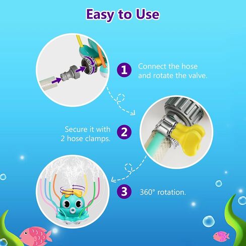 MoKo Water Spray Sprinkler for Kids-Cute Sprinkler with 8 Wiggle Tubes and 2 Hose Clamps Outdoor Sprinklers Summer Octopuses Toys for Garden Backyard Lawn Splashing Fun Toys for Boys Girls, Light Blue in Kuwait