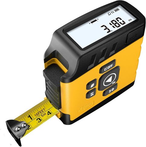 شريط قياس رقمي 2 في 1 من ACPOTEL - قياس شريط قياس 16 قدم، قابل لإعادة الشحن عبر USB شريط قياس فوري لعرض البيانات، 20 مجموعة ذاكرة تاريخية لقياس دقيق in Kuwait