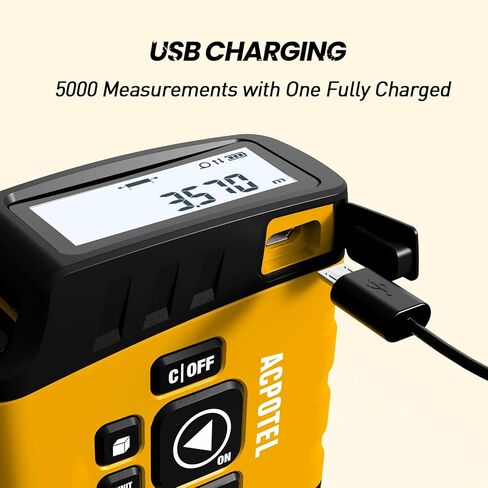 شريط قياس رقمي 2 في 1 من ACPOTEL - قياس شريط قياس 16 قدم، قابل لإعادة الشحن عبر USB شريط قياس فوري لعرض البيانات، 20 مجموعة ذاكرة تاريخية لقياس دقيق in Kuwait