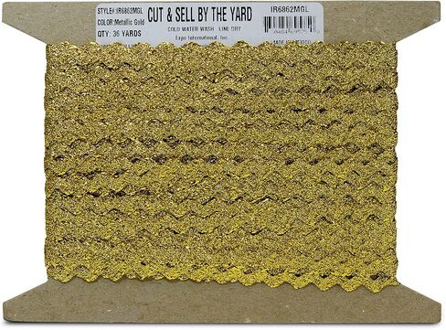 Trims by the Yard 3/8" Medium RIC Rac Metallic Gold | (10 Yard Cut) Trim in Saudi Arabia