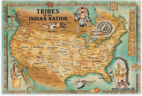 This Is A Map Of American Native Tribe Nations Wall Art US Map Of Indian Tribes Wall Decoration Cool Painting Canvas Wall Posters Poster for Room Aesthetic Posters & Prints on Canvas Wall Art Poster F in Saudi Arabia