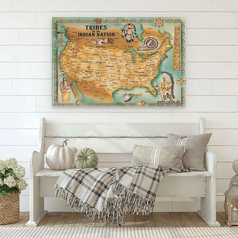 This Is A Map Of American Native Tribe Nations Wall Art US Map Of Indian Tribes Wall Decoration Cool Painting Canvas Wall Posters Poster for Room Aesthetic Posters & Prints on Canvas Wall Art Poster F in Saudi Arabia