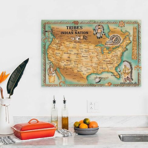 This Is A Map Of American Native Tribe Nations Wall Art US Map Of Indian Tribes Wall Decoration Cool Painting Canvas Wall Posters Poster for Room Aesthetic Posters & Prints on Canvas Wall Art Poster F in Saudi Arabia